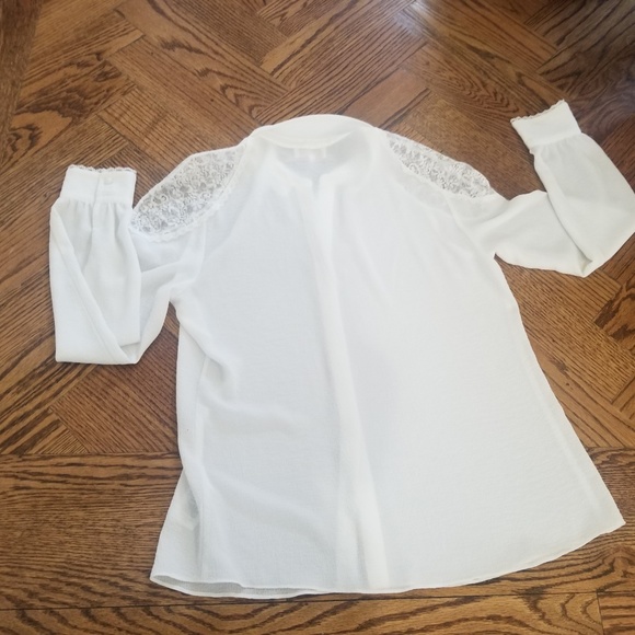 Laundry by Shelli Segal Lace Trim Sheer Blouse S - Picture 2 of 7